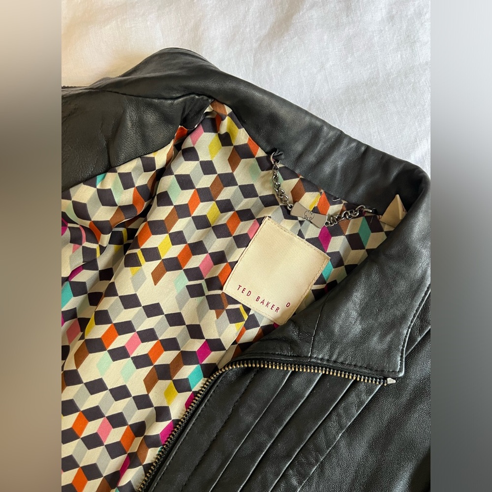 TED BAKER black leather jacket - Picture 2 of 4